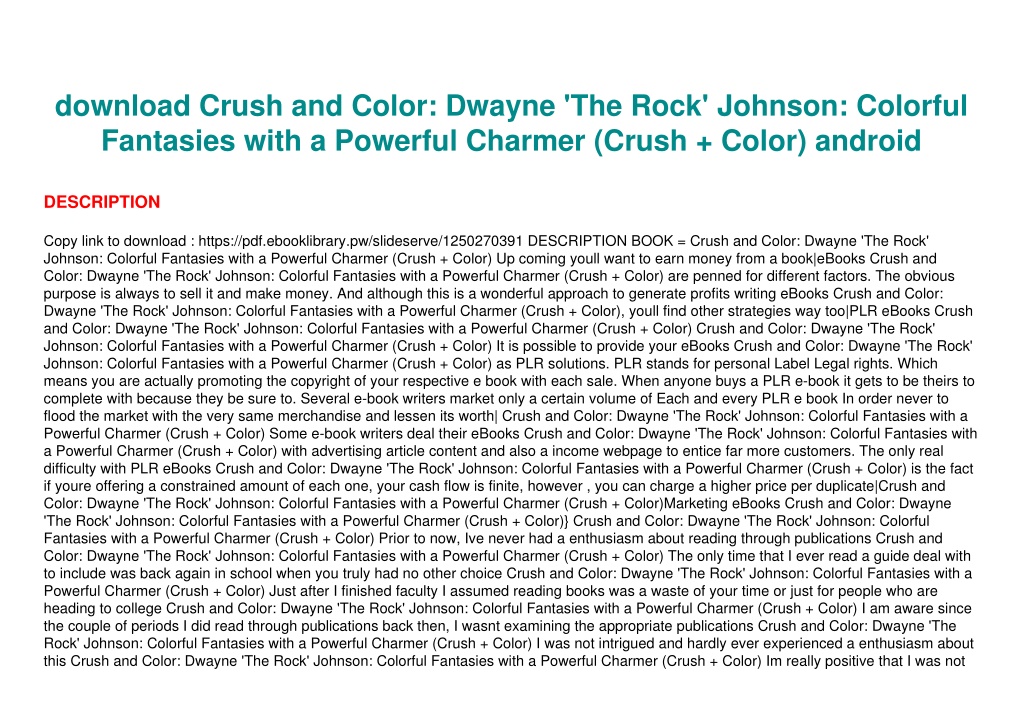 PPT - download Crush and Color: Dwayne 'The Rock' Johnson: Colorful