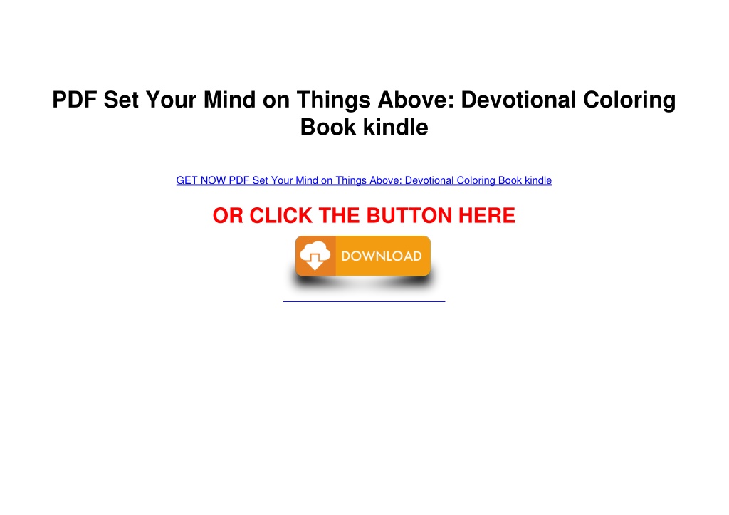 PPT PDF Set Your Mind on Things Above Devotional Coloring Book