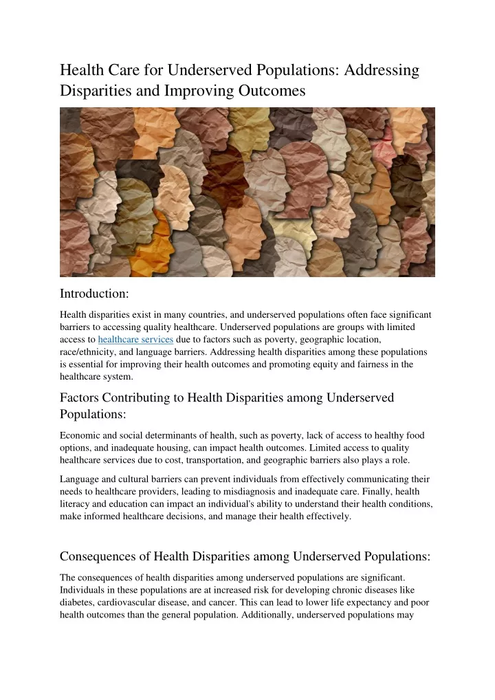 PPT - Health Care For Underserved Populations PowerPoint Presentation ...