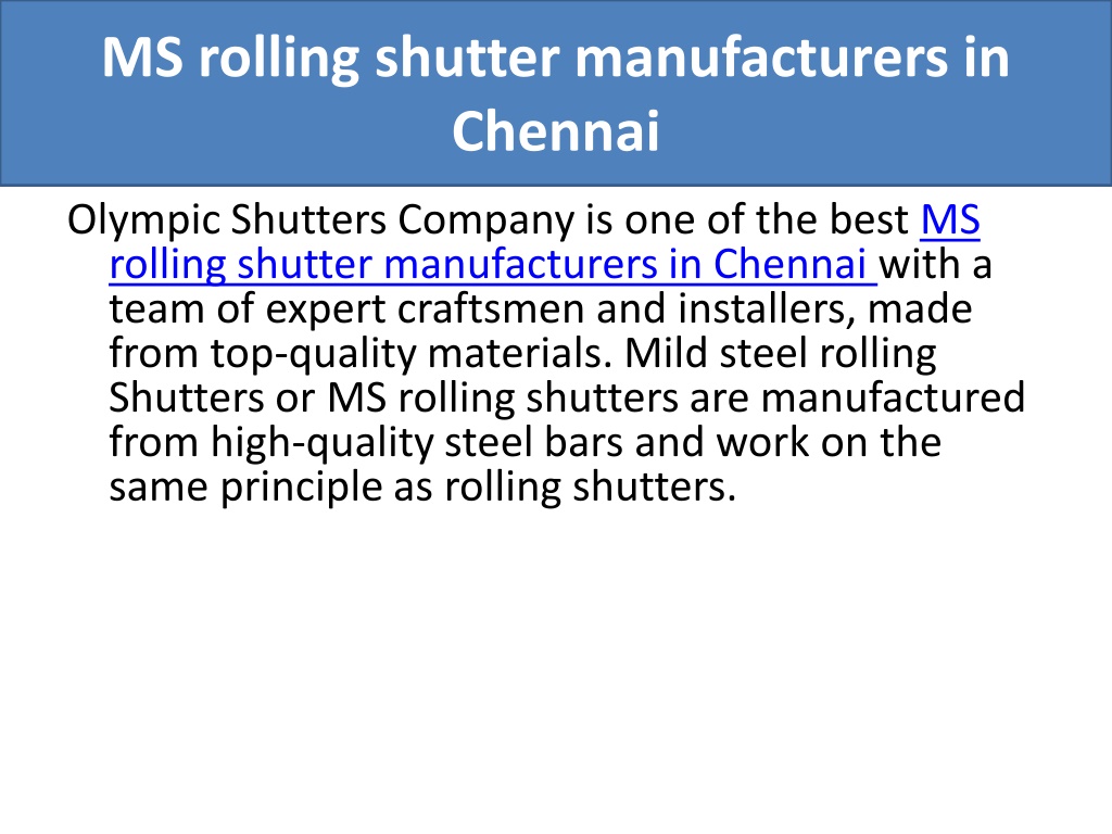 Ms Rolling Shutter Manufacturers In Chennai 1 L 