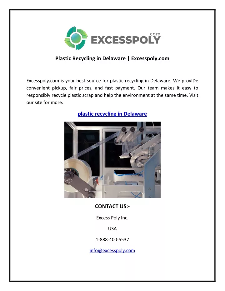 PPT Plastic Recycling in Delaware Excesspoly PowerPoint Presentation