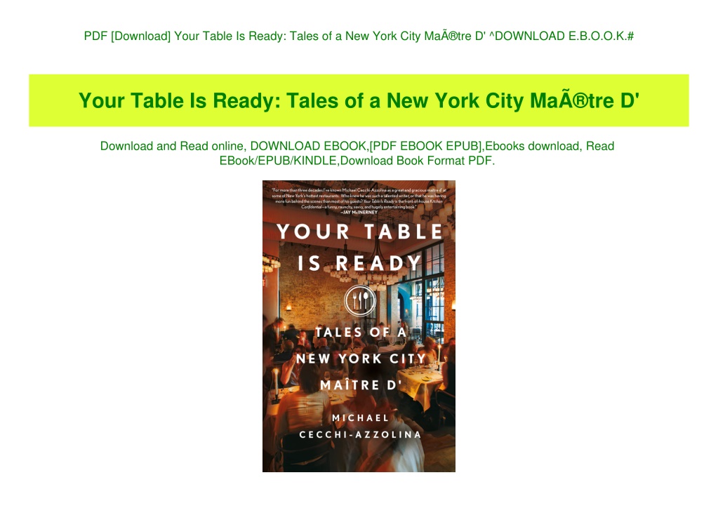 PPT - PDF [Download] Your Table Is Ready Tales of a New York City MaÃƒÂ ...