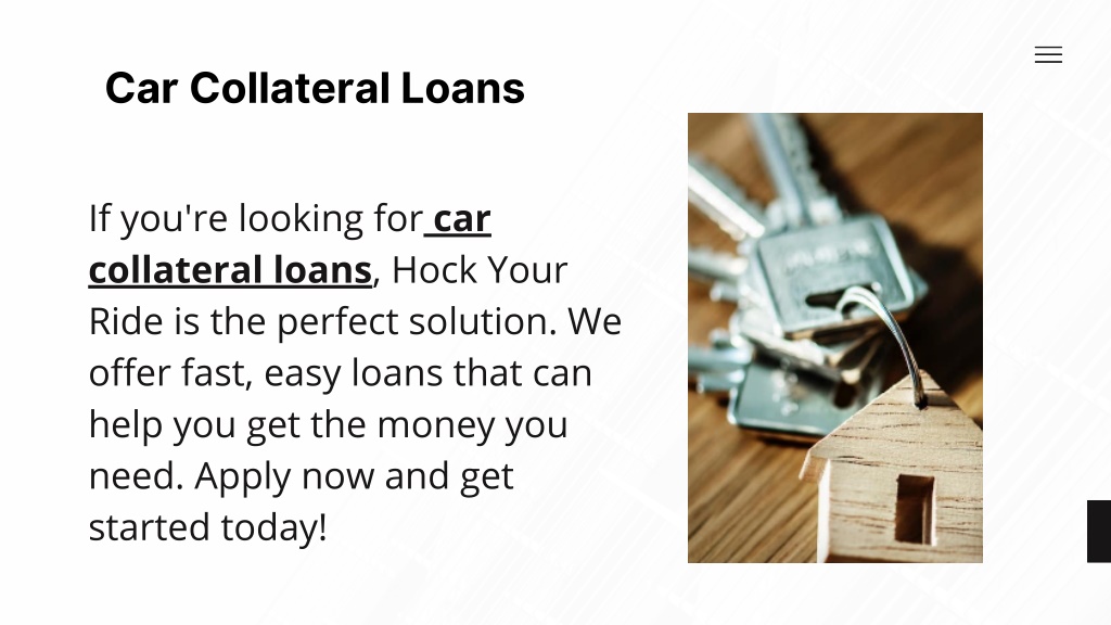 Use Your Car As Collateral For Loan