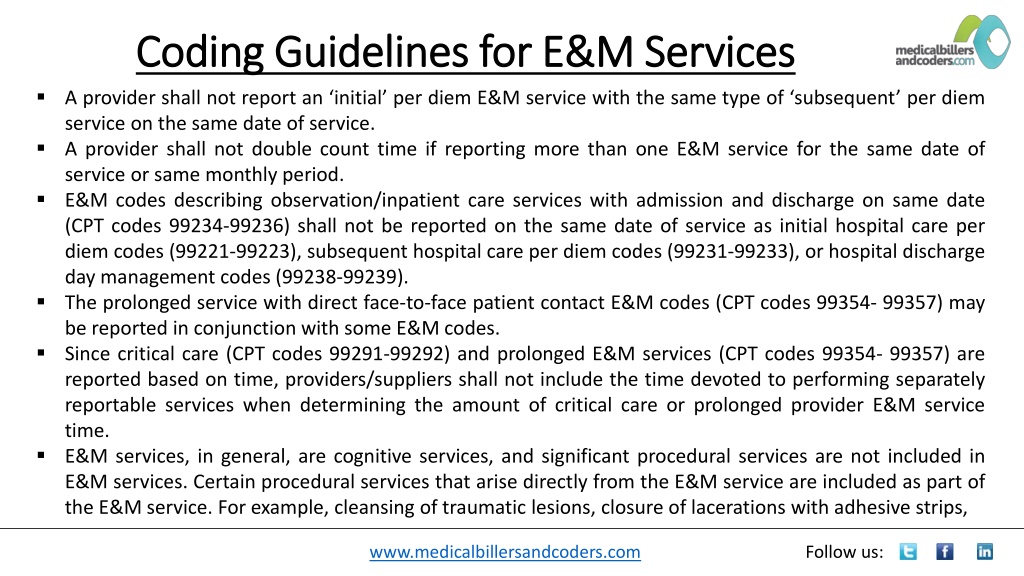 PPT Coding Guidelines for E&M Services PowerPoint Presentation, free