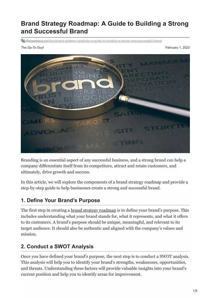 PPT - Thegotoguy.co-Brand Strategy Roadmap A Guide To Building A Strong ...