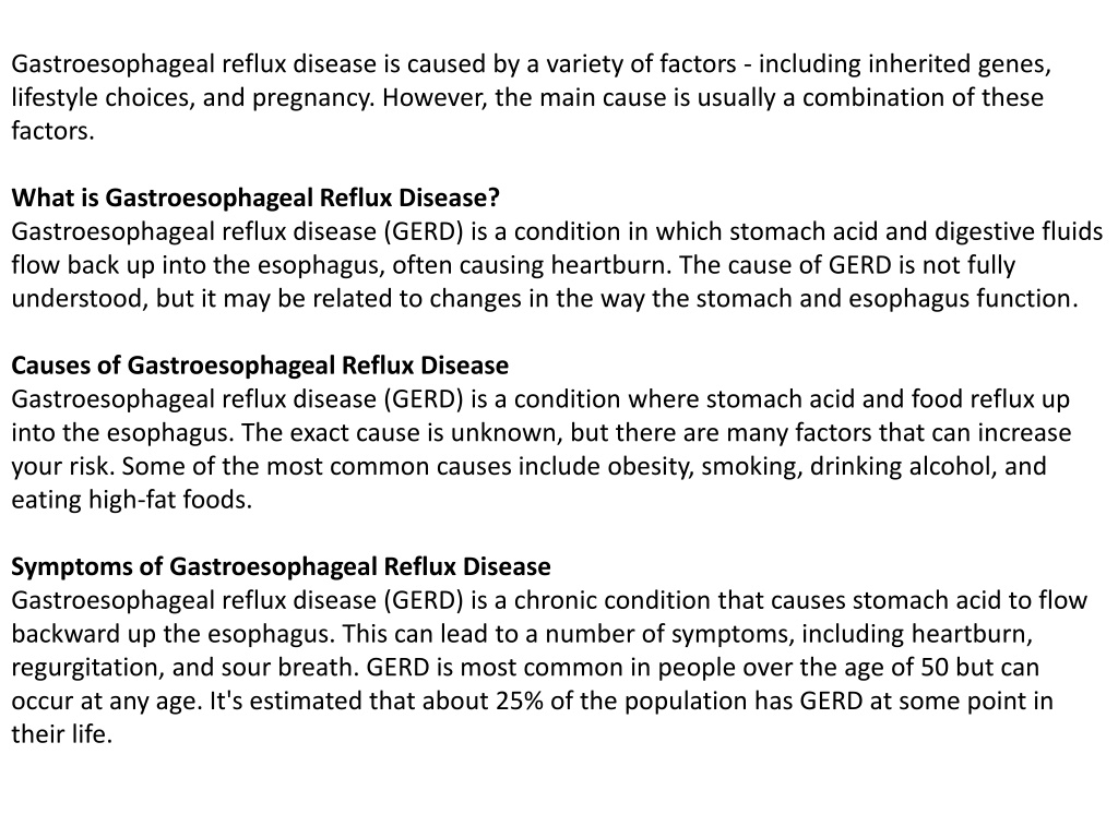 PPT What exactly causes gastroesophageal reflux disease PowerPoint