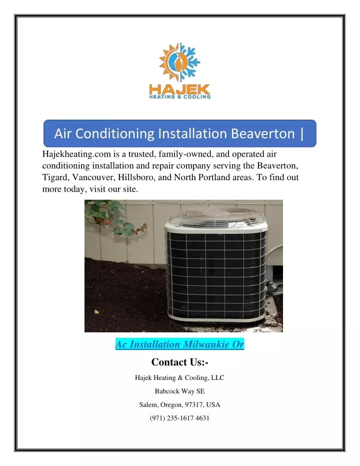 PPT Air Conditioning Installation Beaverton