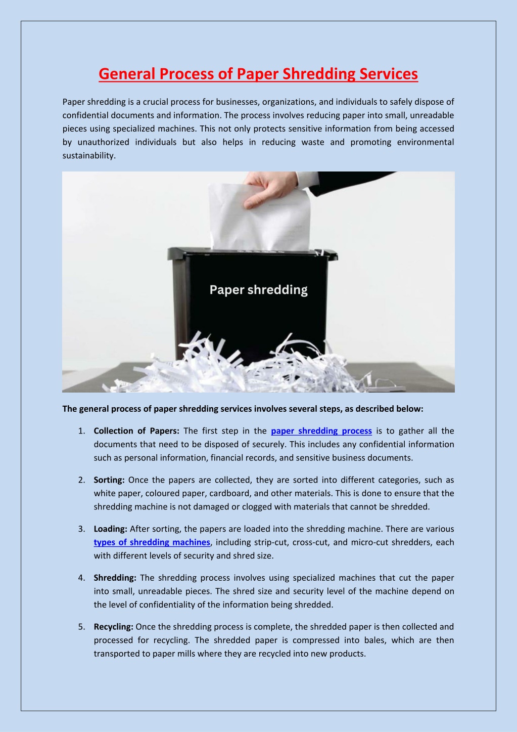 PPT General Process of Paper Shredding Service1 PowerPoint