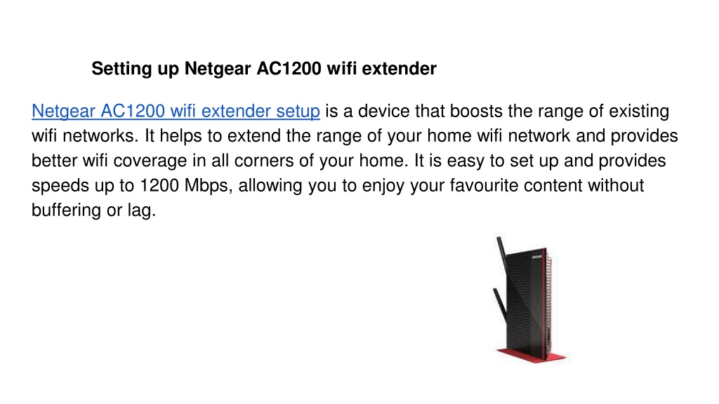 PPT Setting up Netgear AC1200 wifi extender PowerPoint Presentation