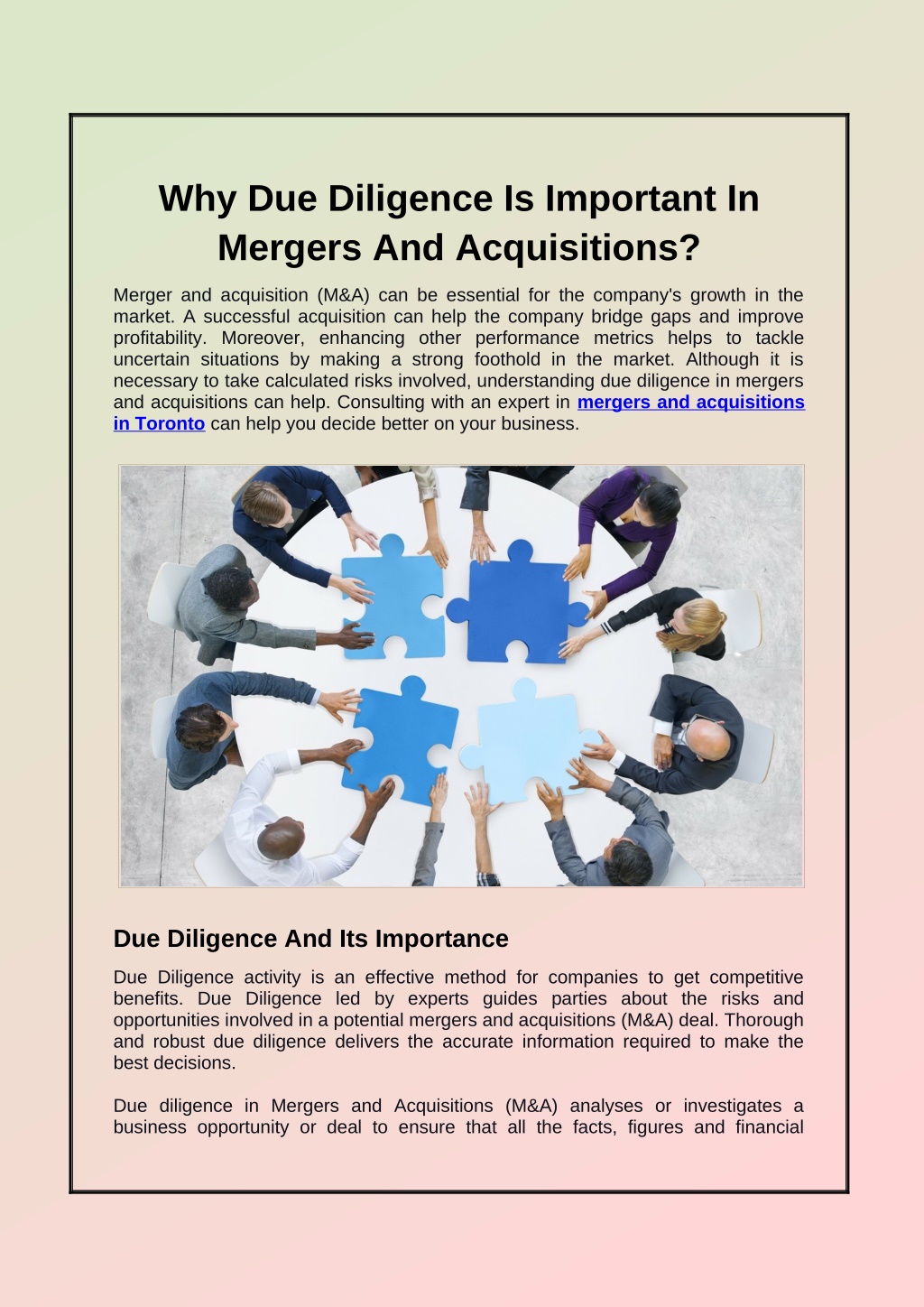 PPT - Why Due Diligence Is Important In Mergers And Acquisitions ...