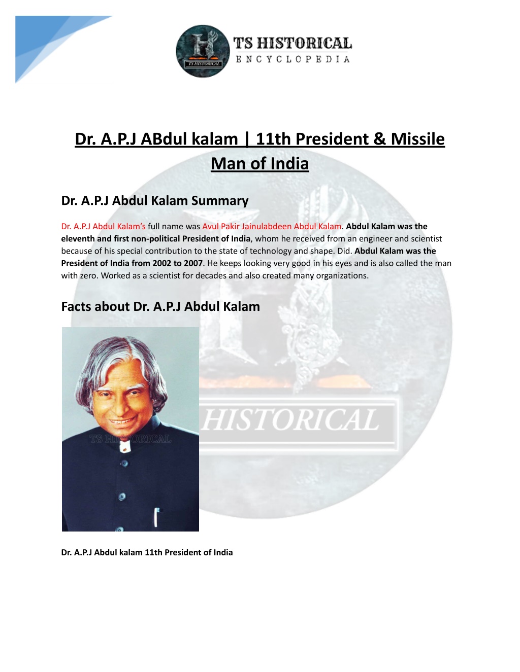 PPT - Dr. A.P.J ABdul Kalam _ 11th President & Missile Man Of India ...