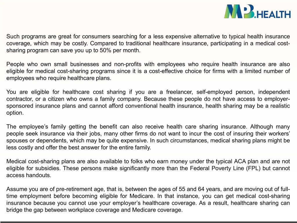 PPT - Key Benefits of Health Sharing Plans PowerPoint Presentation ...