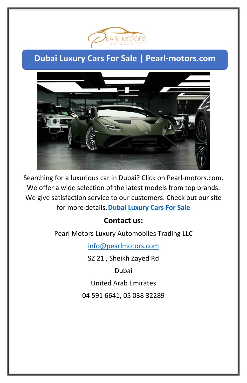 PPT - Dubai Luxury Cars For Sale | Pearl-motors.com PowerPoint ...