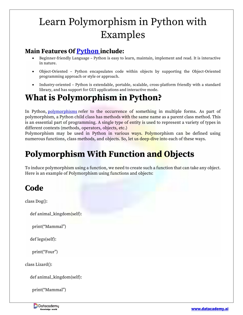 PPT - Learn Polymorphism in Python with Examples PowerPoint ...
