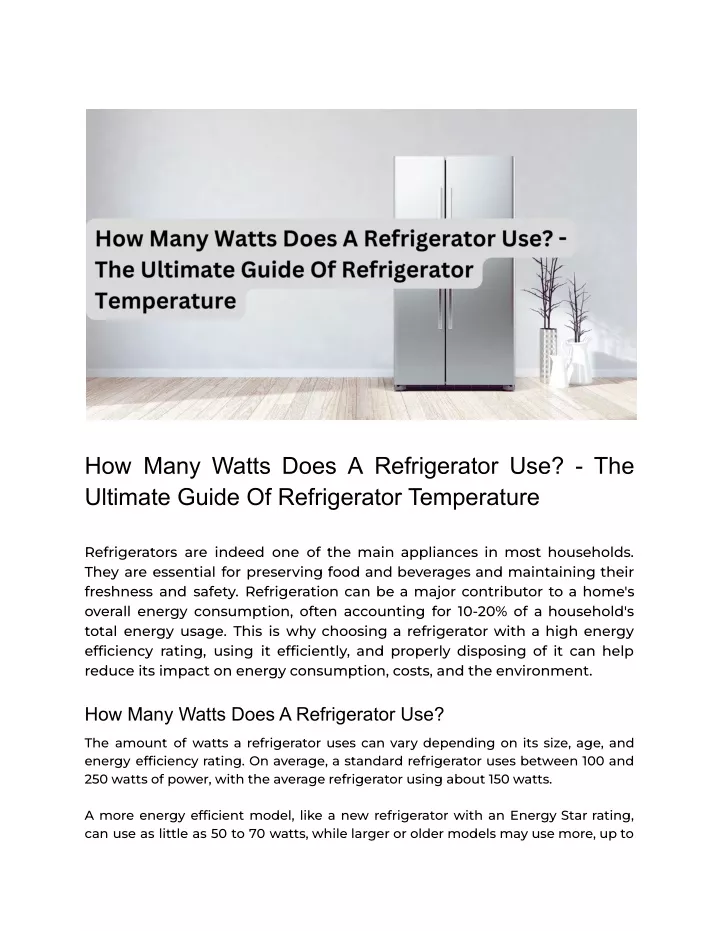 PPT How Many Watts Does A Refrigerator Use PowerPoint Presentation