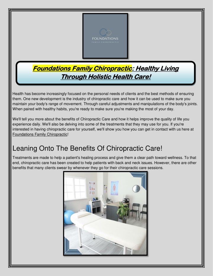 PPT - Foundations Family Chiropractic Healthy Living Through Holistic ...