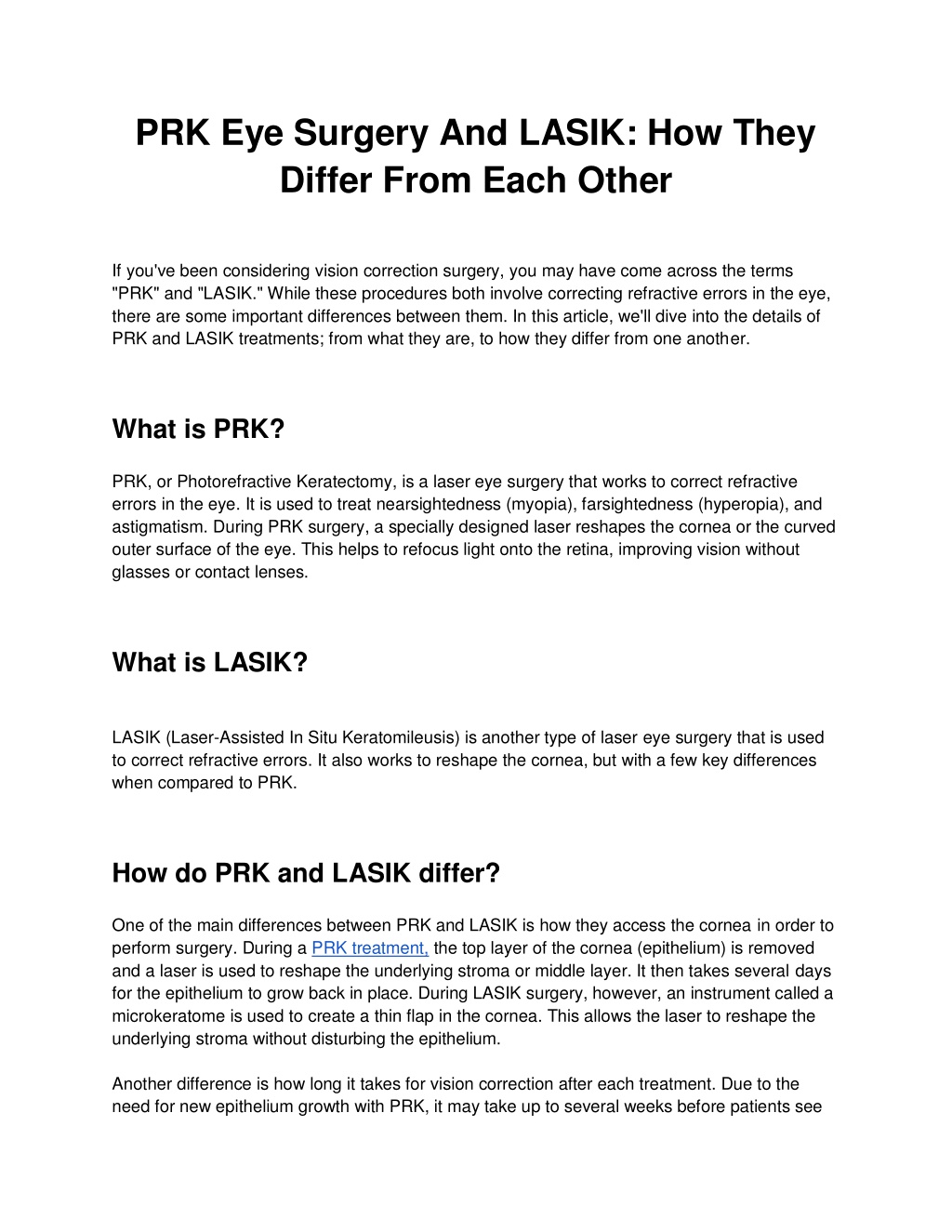 PPT - PRK Eye Surgery And LASIK How They Differ From Each Other ...