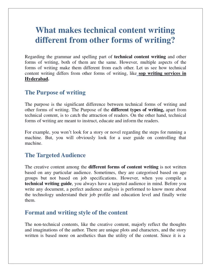 PPT - What makes technical content writing different from other forms ...