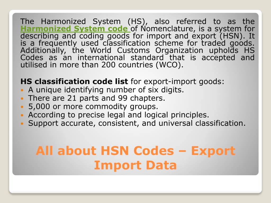 PPT Classification of goods HSN Codes PowerPoint Presentation, free