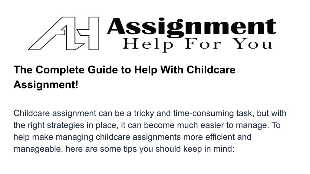 child care assignment answers