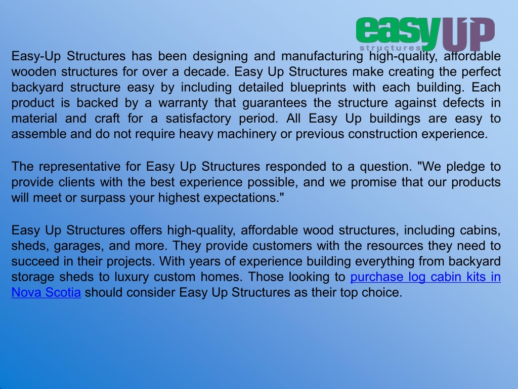 PPT - Easy Up Structures Offers Log Homes in Ontario, Canada PowerPoint ...
