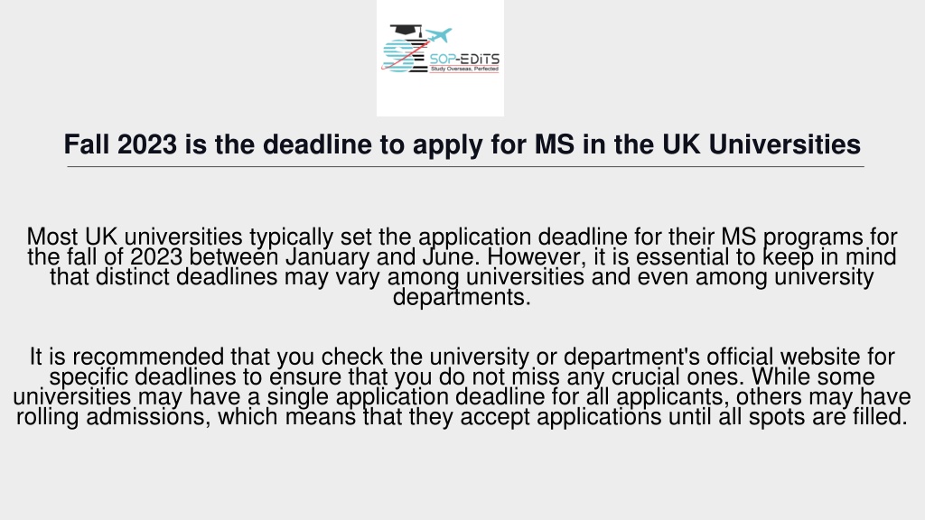 PPT Fall 2023 is the deadline to apply for MS in the UK Universities