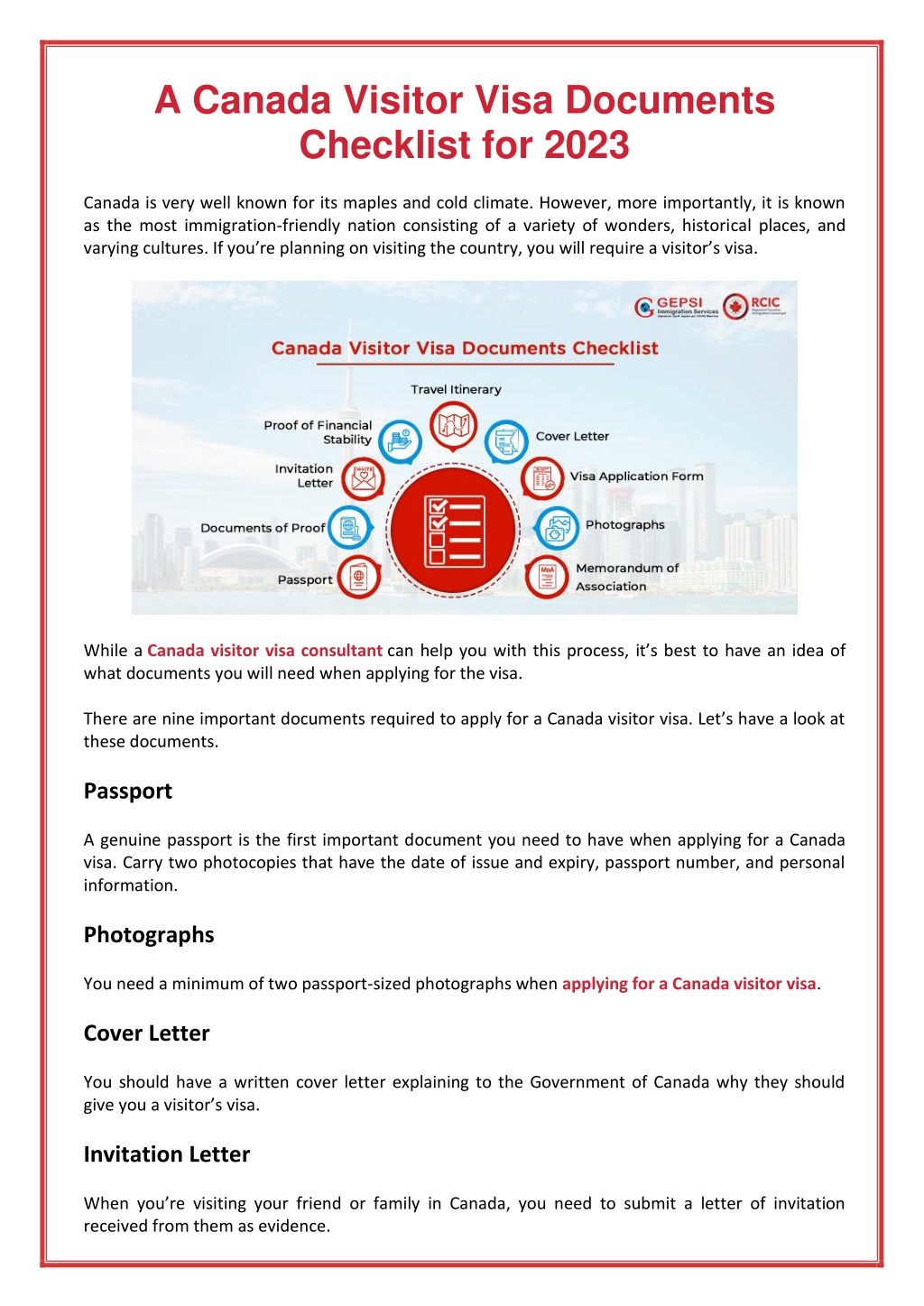 PPT - A Canada Visitor Visa Documents Checklist For 2023 PowerPoint ...