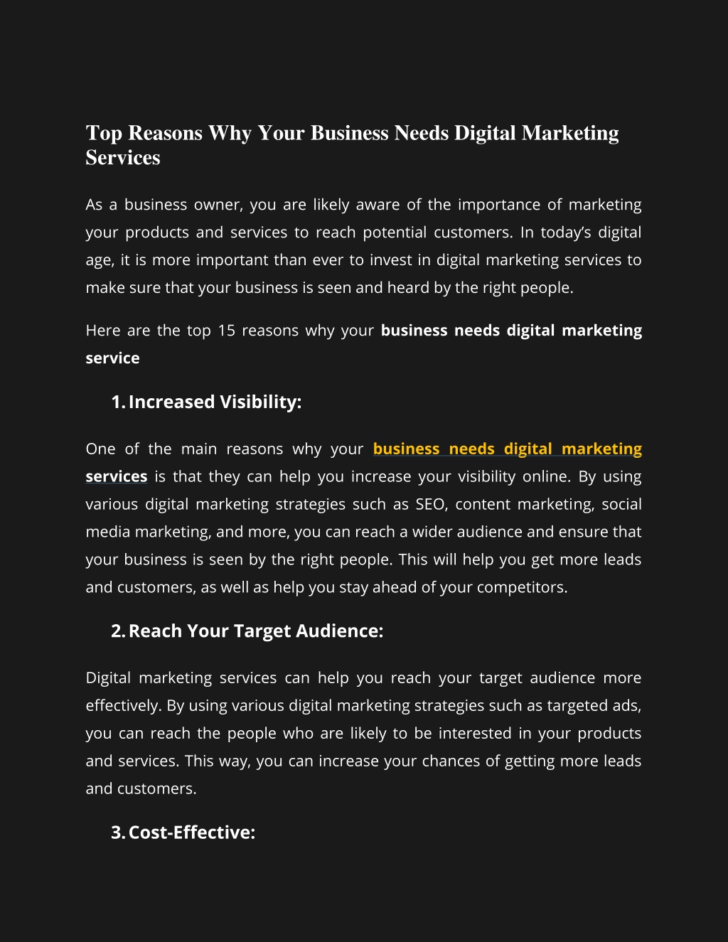 Ppt Top Reasons Why Your Business Needs Digital Marketing Services Powerpoint Presentation