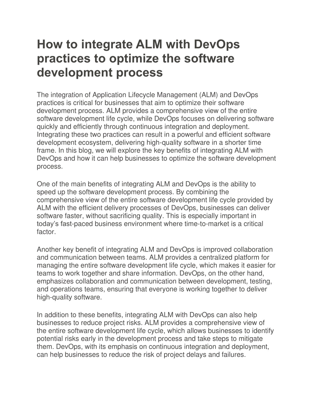 PPT - How to integrate ALM with DevOps practices to optimize the ...