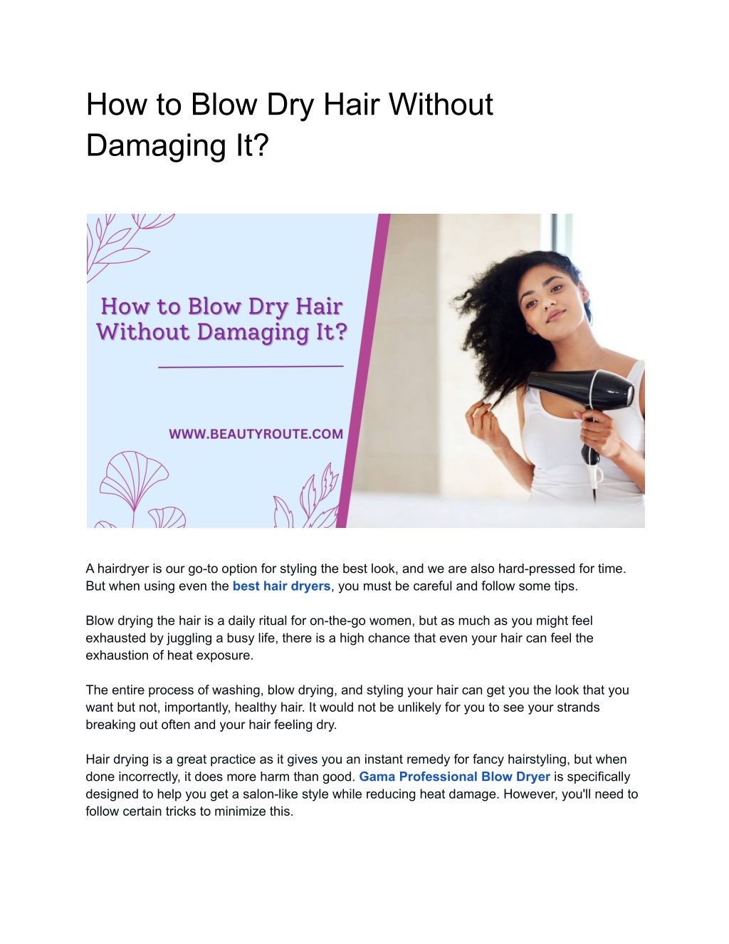 Ppt How To Blow Dry Hair Without Damaging It Powerpoint Presentation Id