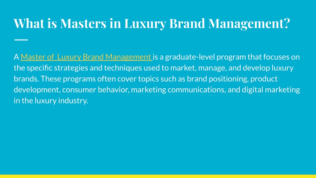 What Is Masters In Luxury Brand Management