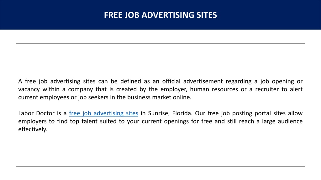 PPT - Benefits of Using Free Job Advertising Sites PowerPoint Presentation - ID:11964588