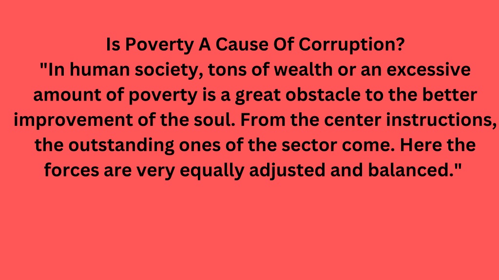 corruption is the root cause of poverty essay