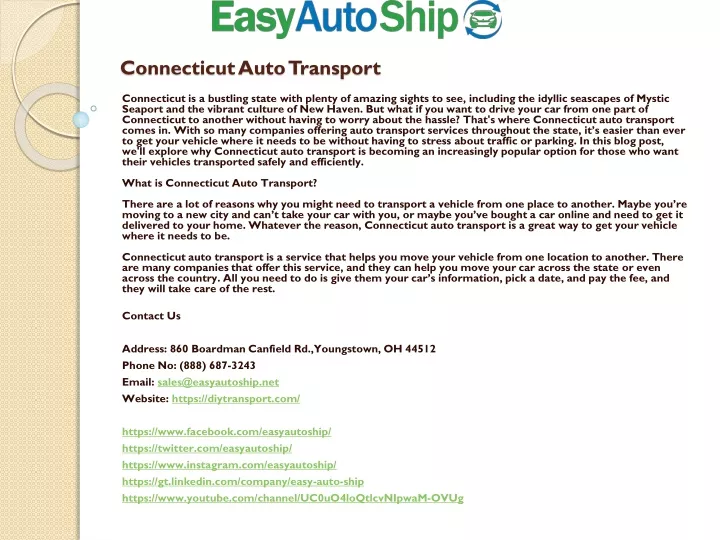 PPT Connecticut Auto Transport PowerPoint Presentation, free download