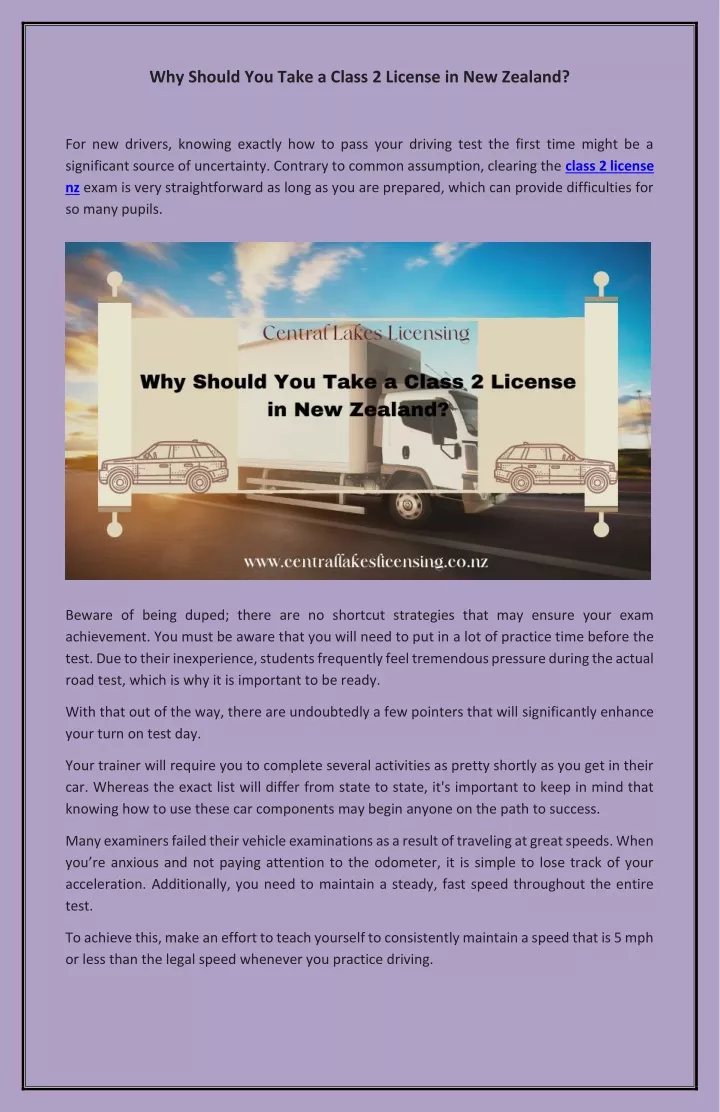 PPT Why Should You Take A Class 2 License In New Zealand PowerPoint ppt-why-should-you-take-a-class-2-license-in-new-zealand-powerpoint