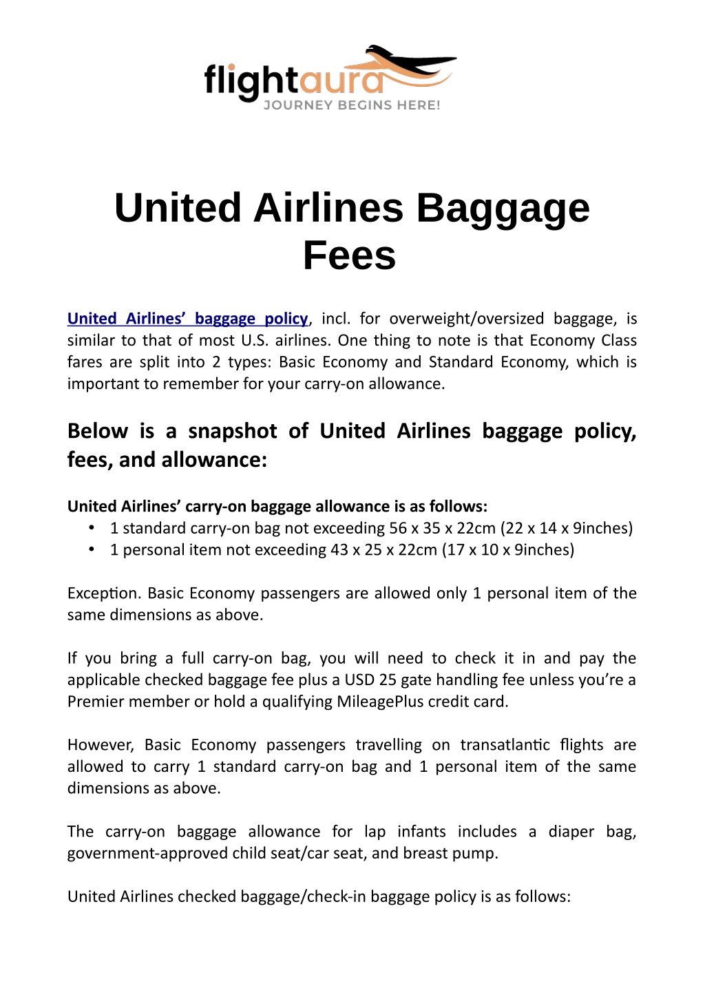 PPT United Airlines Baggage Fees PowerPoint Presentation, free