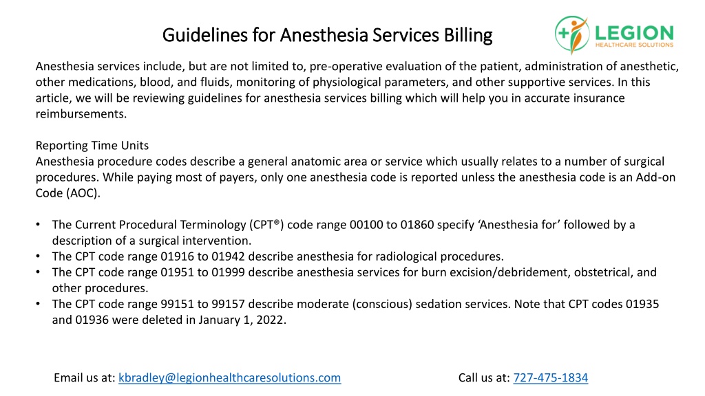 PPT Guidelines for Anesthesia Services Billing PowerPoint