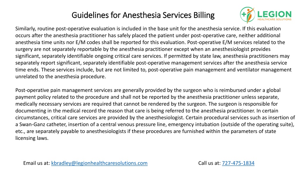 PPT - Guidelines For Anesthesia Services Billing PowerPoint ...