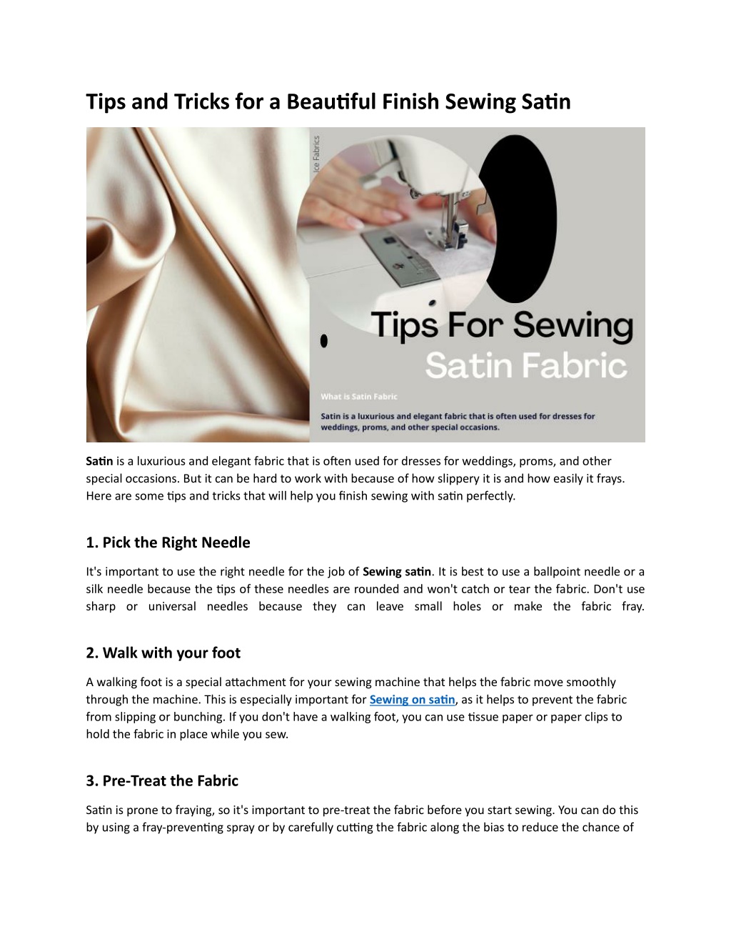 PPT - Tips and Tricks for a Beautiful Finish Sewing Satin PowerPoint ...