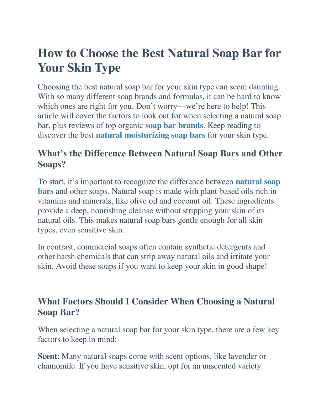 Choosing the Best Type of Bar Soap for Your Skin
