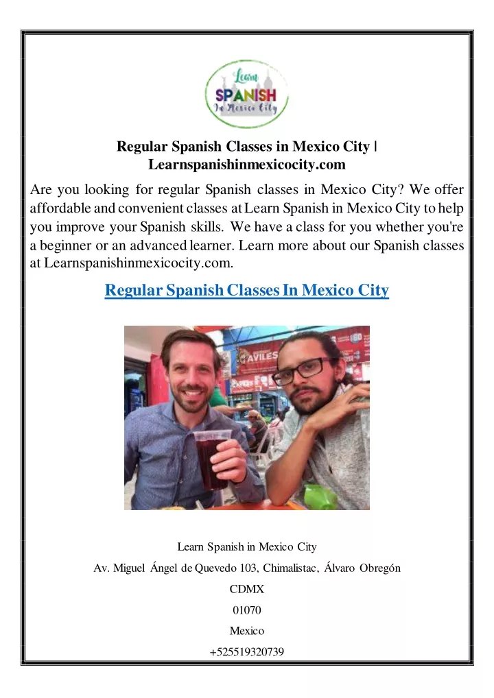 PPT - Regular Spanish Classes In Mexico City Learnspanishinmexicocity ...