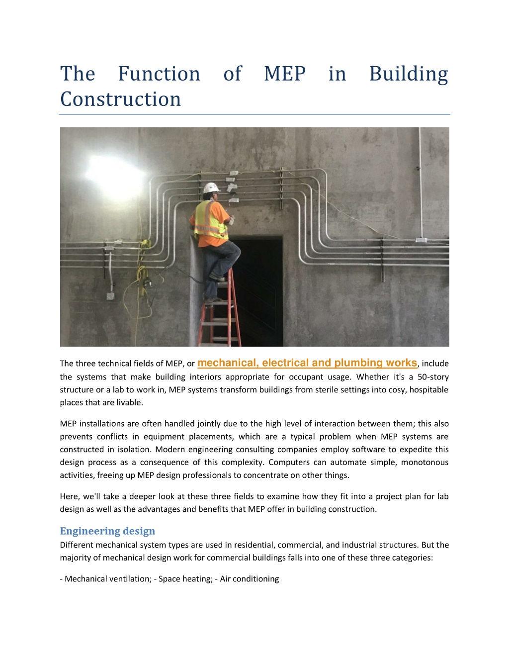 PPT - The Function of MEP in Building Construction PowerPoint ...