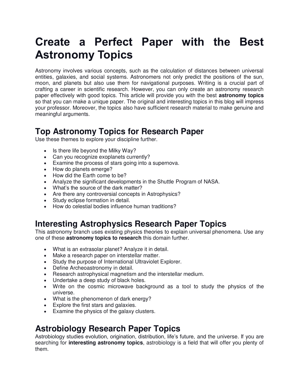 how to plan your astronomy research paper in ten steps
