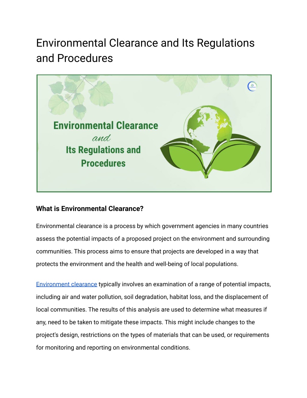 PPT - Environmental Clearance and Its Regulations and Procedures ...