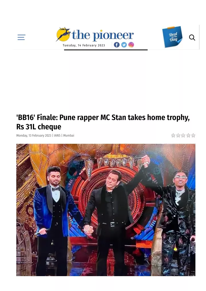 PPT - 'BB16' Finale Pune rapper MC Stan takes home trophy, Rs 31L ...