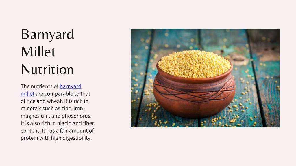 PPT Benefits Barnyard Millet PowerPoint Presentation, free download