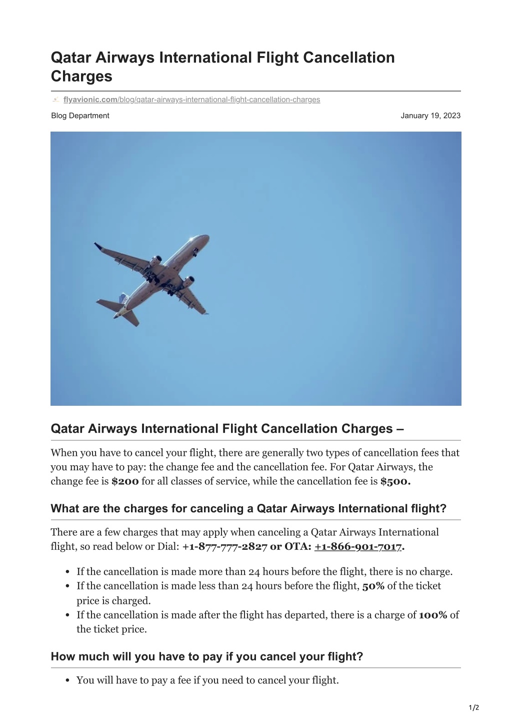 PPT - Qatar Airways International Flight Cancellation Charges ...