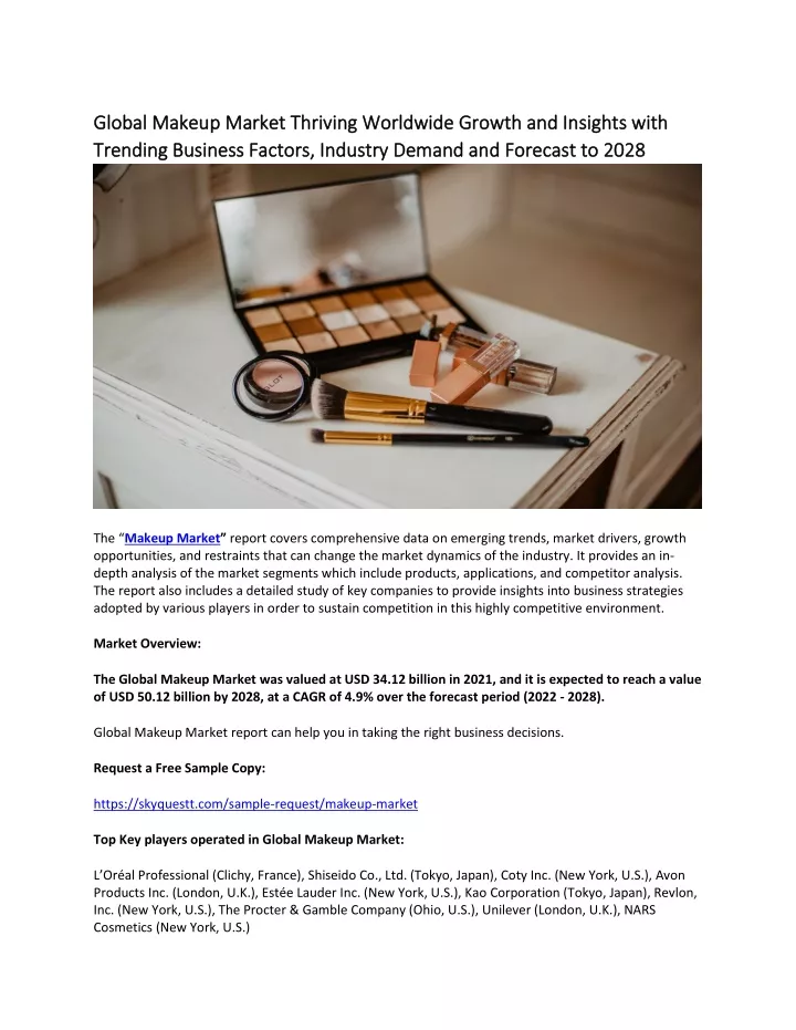 PPT - Global Makeup Market Thriving Worldwide Growth and Insights with 