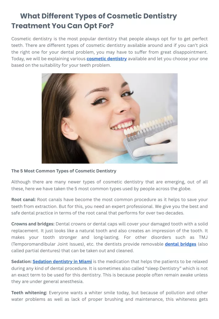 PPT - What Different Types Of Cosmetic Dentistry Treatment You Can Opt ...