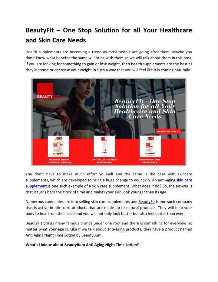 PPT BeautyFit One Stop Solution for all Your Healthcare and Skin